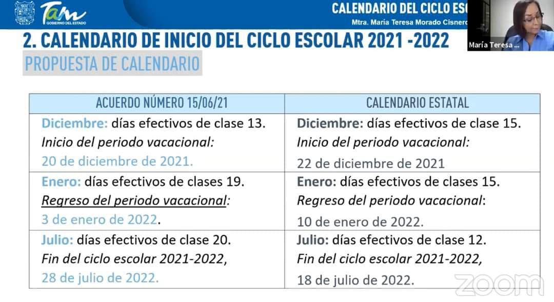 Presenta SET Calendario Escolar 2021-2022 para Tamaulipas