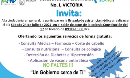 Invita Jurisdicción Sanitaria Uno a brigada de asistencia médica en la colonia Constitución del 17