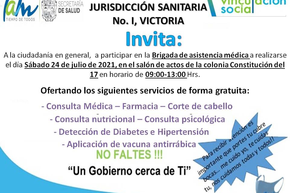 Invita Jurisdicción Sanitaria Uno a brigada de asistencia médica en la colonia Constitución del 17