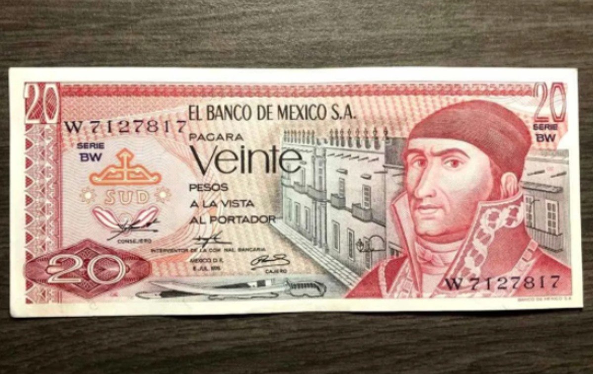Billete de 20 pesos hecho en 1973 se vende en más de 12 mil pesos en internet