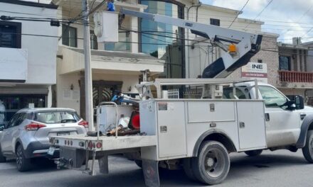 Personal de Servicios Públicos trabaja en la reparación de diversas lámparas en la Zona Centro.