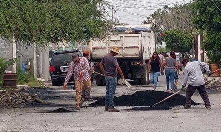 se realizan acciones propias con eficiencia y calidad, en calles de la colonia Las Flores en Valle Hermoso