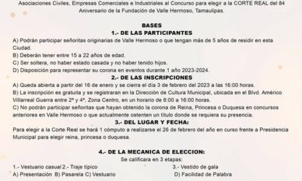 El Gobierno Municipal y el Sistema DIF Valle Hermoso inician con la convocatoria para Elegir a nuestra Corte Real 2023.