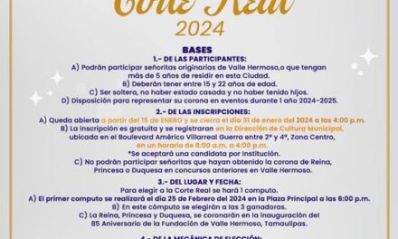 Concurso por el 85 ANIVERSARIO DE VALLE HERMOSO para elegir a la Corte Real 2024.