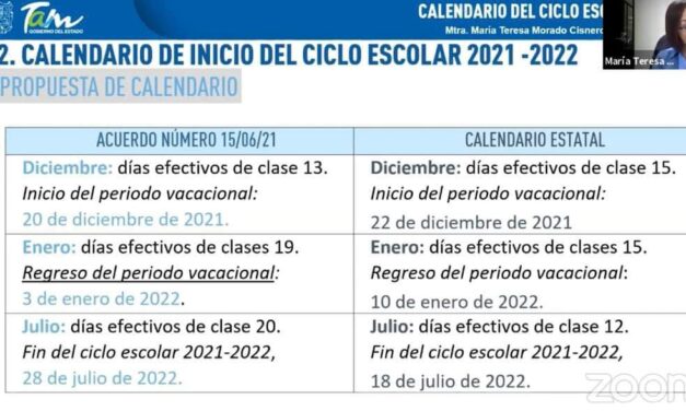 Presenta SET Calendario Escolar 2021-2022 para Tamaulipas