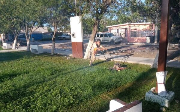 Se realizan labores de limpieza general en la Plaza de la Colonia Fundadores.