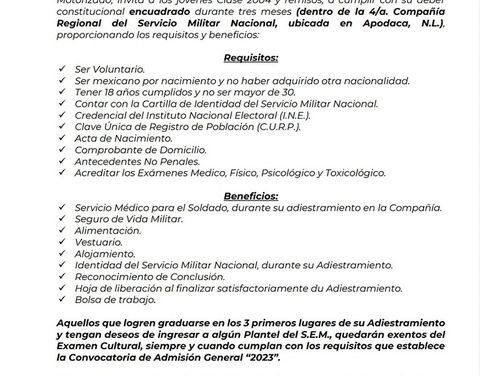 INVITA SEDENA A JÓVENES A REALIZAR SERVICIO MILITAR Y ESTUDIAR CARRERAS MILITARES PARA UN MEJOR FUTURO