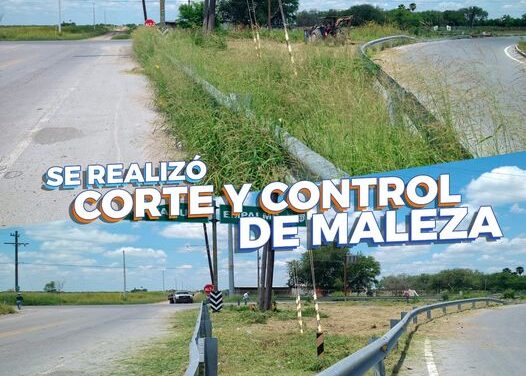 La Dirección Municipal de Parques y Jardines de Valle Hermoso, realizó su labor en la Carretera al Empalme, Br. 22, Km 64