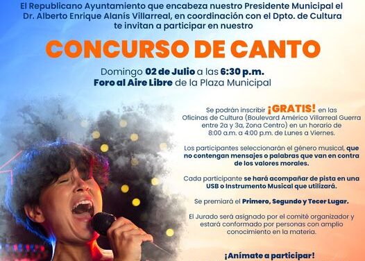 Si a ti te gusta cantar nuestro Presidente Municipal el Dr. Alberto Alanis Villarreal te invita a participar en nuestro Concurso de Canto 