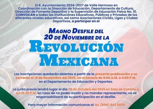 ¡Convocatoria al Magno Desfile del 20 de Noviembre!