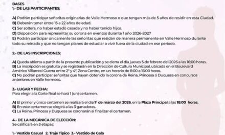 Les damos a conocer la convocatoria, para elegir a la Corte Real 2026 del 87 aniversario de fundación de Valle Hermoso.