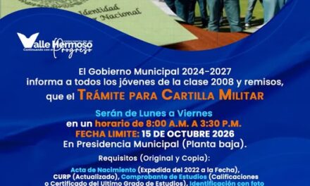 Jóvenes Clase 2008 y Remisos, ya pueden iniciar el trámite de la Cartilla del Servicio Militar Nacional.