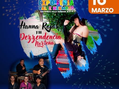 Este 16 de marzo te esperamos en el Teatro del Pueblo de la Expo Feria Valle Hermoso para disfrutar de una gran noche llena de música y ambiente familiar.